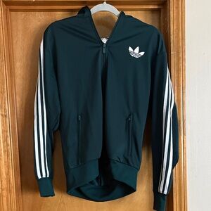 Adidas Dark Green Jacket with White Stripes